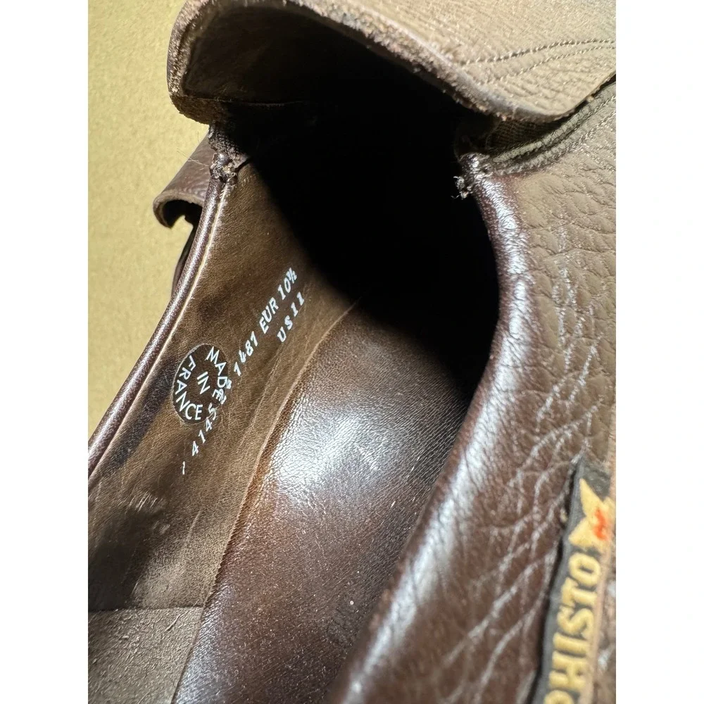 Mephisto Mens Brown Leather Slip On Loafers Walking Shoes Made in France Size 11